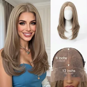 Women Long Straight Lace Front Wig 13x6 Inch Large Area Lace Matte High Temperature Synthetic Fiber Natural Full Head Wig