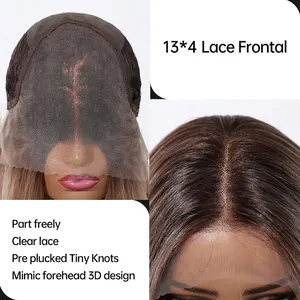 Detailansicht der 13x4 Lace Front Perücke mit vorgezupften Knoten und realistischer Spitze