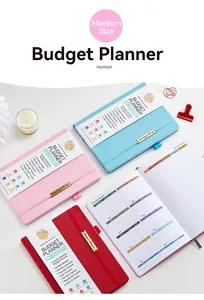 Planificateur de budget A5 non daté avec couverture en similicuir et pages de budget