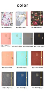 Detailed color options for the 2023 A4 weekly and monthly spiral planner collection.