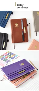 Premium multicolor 18-month PU leather planner with lion logo and colorful planning stickers