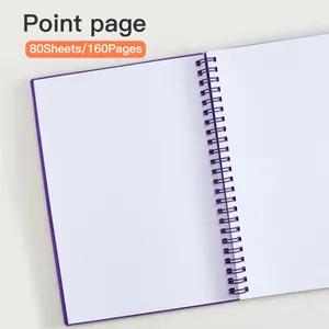 Cuaderno de espiral A5 morado profesional con 80 hojas punteadas para bullet journaling