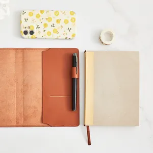 Retro top-layer genuine cowhide leather notebook cover with pen holder and card slots