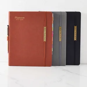 Professional Academic Weekly Monthly Planner PU Leather Hardcover Notebook Business Office Schedule Book Daily Management Journal