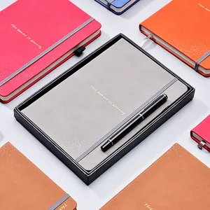 PU Leather Business Notebook A5 Hardcover Journal Diary With Elastic Strap Pen Holder For Office School Writing Gift