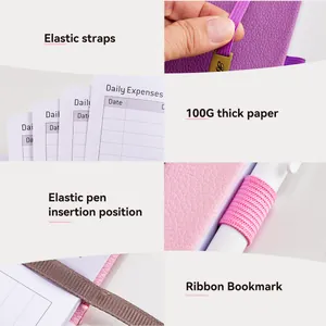Planificateur budgétaire A5 en similicuir avec du papier 100G et sangle élastique