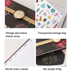 2023 A4 PU Weekly Monthly Planner Notebook with elastic strap and index labels