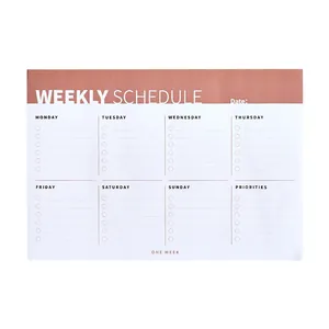 Minimalist rose gold weekly schedule notepad with to-do list layout