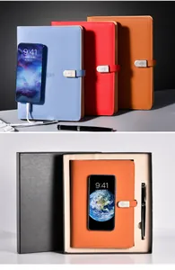 Premium-Notizbuch-Geschenkset mit kabelloser Powerbank und elegantem Stift in schwarzer Box