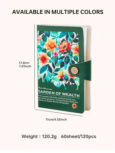 Detailed view of vintage floral savings book with 11x17.8cm dimensions and 120 slots.