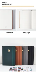 Detail van A5 lederen notitieboek met gelinieerde pagina's en diverse kleuren