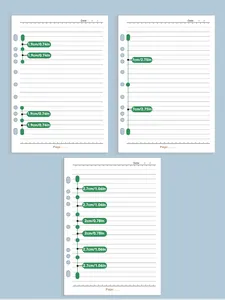 Dimensiones detalladas del espaciado de los orificios de la carpeta A5 y A4 para hojas.