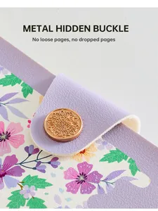 Detail of metal hidden buckle on vintage floral money saving book for currency collection.