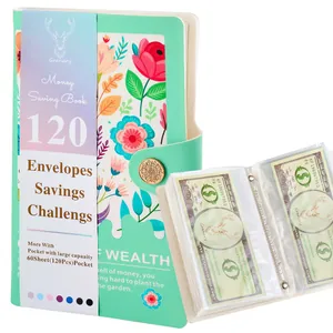 Vintage Floral Budget Binder PU Leather Money Saving Book Currency Organizer Large Capacity Cash Collection Folder Album