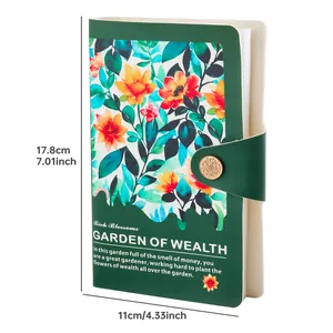 Vintage floral PU leather money storage book and bill organizer with 120 high capacity slots