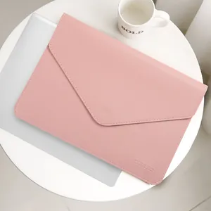 Funda para Portátil de Cuero PU Mate Sobre Protector para MacBook Dell Lenovo Laptop Bolsa de Negocios Minimalista Delgada
