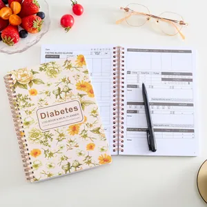 Florales A5 Diabetes-Logbuch und Mahlzeitenplaner mit Blutzucker- und Gewohnheitstracking
