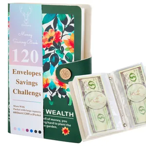 Retro floral money saving book with 120 envelopes for savings challenges and bill storage