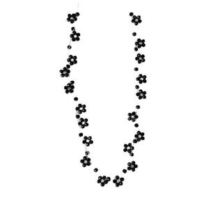 Handgemaakte zwarte kralen ketting met bloemen voor dames minimalistische ketting