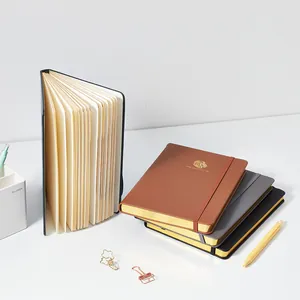 Premium A5 lederen notitieboekje met luxe gouden randen en stijlvol leeuwenlogo