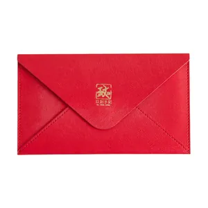 Elegante sobre rojo de cuero PU para el Año Nuevo Lunar y ocasiones especiales