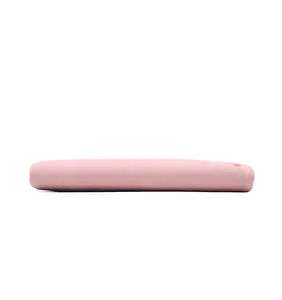Detailed side profile view of a slim long pink PU leather wallet for women in a clean studio setting