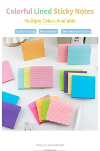 Close-up of vibrant lined sticky notes for office and student organization