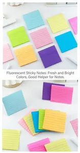 Detail of vibrant colorful lined sticky notes for office and student note-taking.
