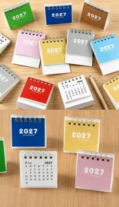 Colorful 2027 mini desktop flip calendars for creative office and home desk organization