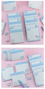 Schattige lichtblauwe raster plaknotities met witte beer illustraties voor notities