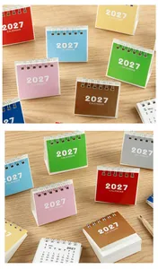 Detailed view of colorful 2027 mini desk calendars in various vibrant pastel shades