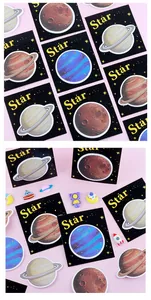 Set de notas adhesivas de planetas creativas con lindos accesorios de astronauta espacial.