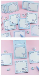 Detailed view of cute polar bear sports theme non-sticky memo pads with blue grid