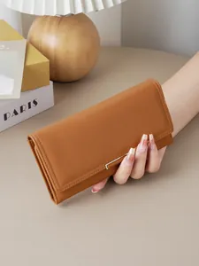 Women's Long Wallet High Texture PU Leather Large Capacity Card Holder Multifunctional Snap Closure Clutch Purse Wallet