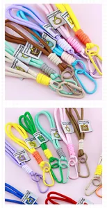 Detailed view of colorful nylon braided lanyard keychains with sturdy carabiner clips