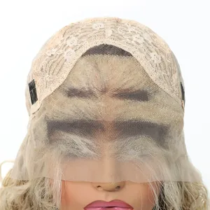 Detailed view of the 13x4 lace front wig cap construction and breathable mesh texture