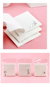 Lot de trois blocs-notes adhésifs mignons avec motifs à carreaux, lignés et vierges