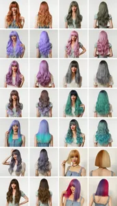 Synthetic long wavy and bob wigs in multiple vibrant colors and beautiful gradient styles