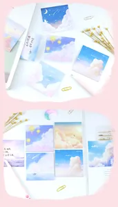 Detailed view of aesthetic oil painting starry sky sticky notes for creative journaling