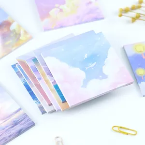 Aesthetic Oil Painting Starry Sky Sticky Notes Set Dreamy Moon Cloud Artistic Memo Pads For Journaling Scrapbooking Office School Stationery