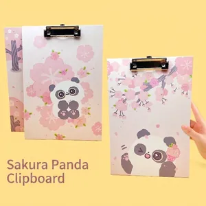 A4 Kreative Süße Cartoon Panda Kirschblüte Klemmbrett Papier Ordner Für Studenten Bürobedarf Dokumenten-Organizer