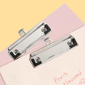 Set of two durable silver metal clipboard clips with rubber corners for DIY board projects