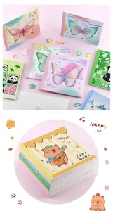 Detailed collection view of creative cute butterfly and capybara themed square grid notebooks