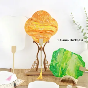 Traditional Chinese Style DIY Blank Bamboo Tuanshan Fan For Hand Painting Lacquer Art Retro Paper Fan With Tassel Cultural Creative Gift For Women Decor