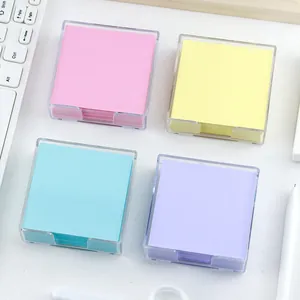 Scatola in Acrilico Trasparente Post-it Minimalisti Colorati Foglietti Adesivi Quadrati per Ufficio Scuola Cancelleria da Scrivania Organizer Accessorio