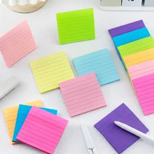 Colorful Lined Sticky Notes Self-Adhesive Memo Pads Horizontal Line Note Paper For Office School Student Stationery Supplies