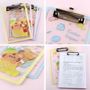 Cute cartoon tiger acrylic clipboard for creative document storage and office stationery