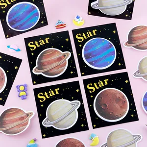 Lindas notas adhesivas de planetas galácticos para diario creativo y mensajes cortos