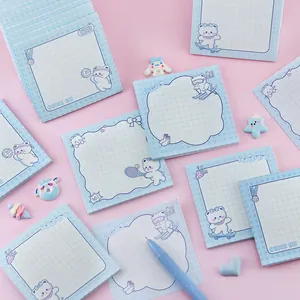 Cute cartoon white bear non-adhesive memo pads with grid paper for daily planning and notes