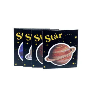 Set de notas adhesivas de planetas con fondos de cielo estrellado para diarios y notas